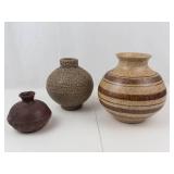 Studio Pottery Vase Trio