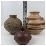 Studio Pottery Vase Trio