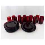 Vintage Anchor Hocking Royal Ruby Red Glassware Set