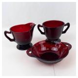 Anchor Hocking Ruby Red Glass Serving Set (3 Pieces)