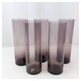 Vintage Smoke Amethyst Cylinder Vases (Lot of 5)