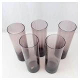 Vintage Smoke Amethyst Cylinder Vases (Lot of 5)