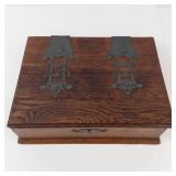 Antique Wooden Box With Brass Hinges