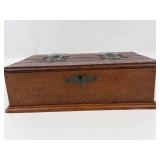 Antique Wooden Box With Brass Hinges