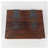 Antique Wooden Box With Brass Hinges