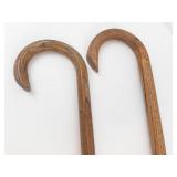 Vintage Wooden Walking Canes Pair