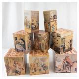 Vintage McLoughlin Brothers Victorian Lithographed Nesting Blocks (Set of 8)