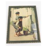 Vintage Norman Rockwell Tom Sawyer Whitewashing the Fence Framed Print