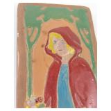 Chalkware Red Riding Hood Wall Plaque