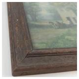 Framed Rural Landscape Painting in Ornate Wood Frame