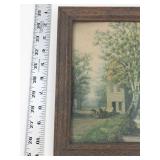 Framed Rural Landscape Painting in Ornate Wood Frame