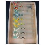 Vintage Hand-Painted Floral Glass Place Card Holders (Lot of 8)