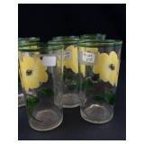 Floral Painted Glass Tumblers (Lot of 8)
