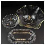 Clear Pressed Glass Serving Bowl Set