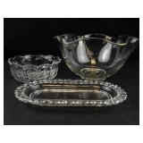 Clear Pressed Glass Serving Bowl Set