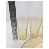 Vintage Federal Glass Madrid Amber Bowl & 4 Tumblers Mixed Lot