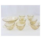 Vintage Federal Glass Madrid Amber Depression Glass 8-Piece Set