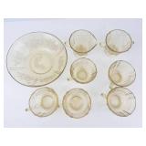 Vintage Federal Glass Madrid Amber Depression Glass 8-Piece Set