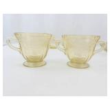Vintage Federal Glass Madrid Amber Depression Glass 8-Piece Set