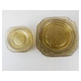 Federal Glass Madrid Amber Depression Glass Plates (Lot of 16)