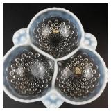 Milk Glass Hobnail Relish Dish & Vase