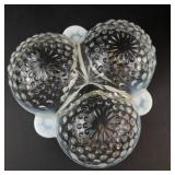 Milk Glass Hobnail Relish Dish & Vase