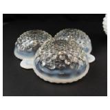 Milk Glass Hobnail Relish Dish & Vase