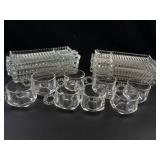 Clear Pressed Glass Tray and Cup Set (8 Trays, 8 Cups)