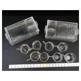 Clear Pressed Glass Tray and Cup Set (8 Trays, 8 Cups)