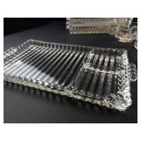 Clear Pressed Glass Tray and Cup Set (8 Trays, 8 Cups)
