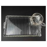 Clear Pressed Glass Tray and Cup Set (8 Trays, 8 Cups)