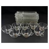Glass Snack Tray and Cup Set (Lot of 8)