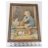 Annie Benson Muller Framed Print Child With Puppies