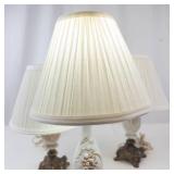 Set of 3 Cherub Angel Table Lamps With Pleated Shades