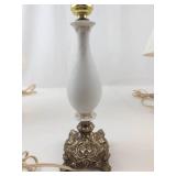 Set of 3 Cherub Angel Table Lamps With Pleated Shades