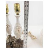 Set of 3 Cherub Angel Table Lamps With Pleated Shades