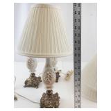 Set of 3 Cherub Angel Table Lamps With Pleated Shades