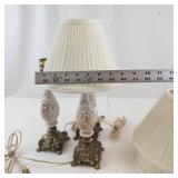 Set of 3 Cherub Angel Table Lamps With Pleated Shades