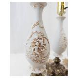 Set of 3 Cherub Angel Table Lamps With Pleated Shades