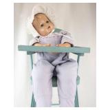 Vintage Wooden Doll High Chair With Doll