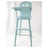 Vintage Wooden Doll High Chair With Doll