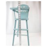 Vintage Wooden Doll High Chair With Doll
