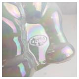 Fenton Iridescent Glass Elephant Figurine With Pink Bow