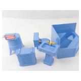 Vintage Ideal Young Decorator Blue Plastic Dollhouse Furniture Set (Lot of 5)