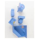 Vintage Ideal Young Decorator Blue Plastic Dollhouse Furniture Set (Lot of 5)