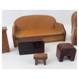 Vintage Wooden Dollhouse Furniture Set (Lot of 8)