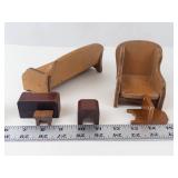 Vintage Wooden Dollhouse Furniture Set (Lot of 8)