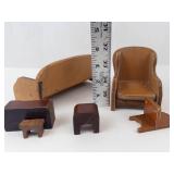 Vintage Wooden Dollhouse Furniture Set (Lot of 8)
