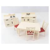 Vintage Renwal Plastic Dollhouse Kitchen Set With Table & Chairs