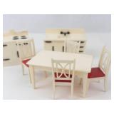 Vintage Renwal Plastic Dollhouse Kitchen Set With Table & Chairs